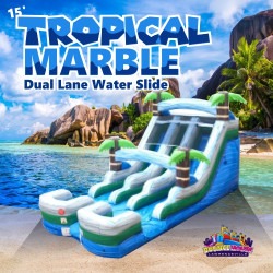 15' Tropical Marble Dual Lane Water Slide