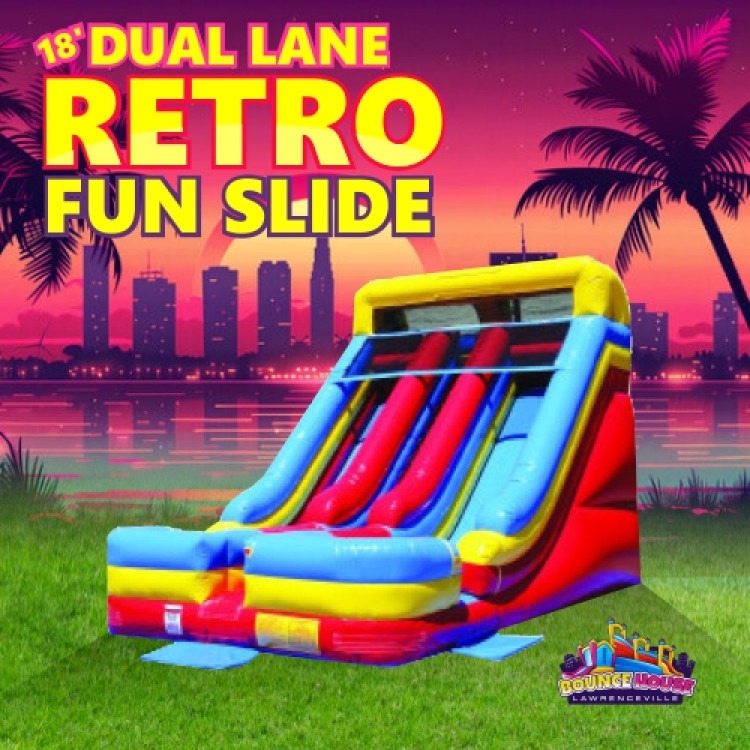18' Dual Lane Retro Fun Dry Slide