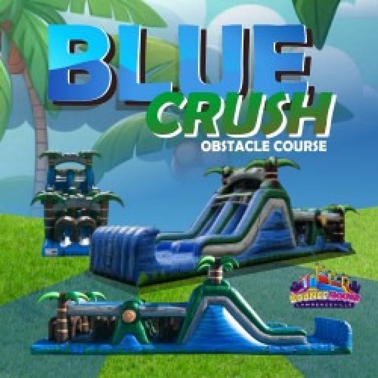 47' Blue Crush Obstacle Course with Dual Lane Slide 47' Blue Crush Obstacle Course with Dual Lane Slide