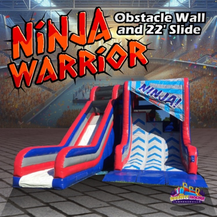 Ninja Warrior Obstacle Wall and 22' Slide