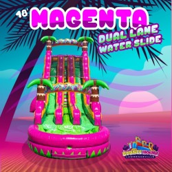 18' Magenta Dual Lane Water Slide