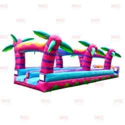35 TropicalHurricaneDLSlipnSlideMarblePinkentrance 1777463137 1 35' Tropical Hurricane Dual Lane Slip and Slide