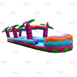 35 TropicalHurricaneDLSlipnSlideMarblePinkleft 1777463136 1 35' Tropical Hurricane Dual Lane Slip and Slide