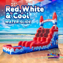 16' Red, White, and Cool Dual Lane Water Slide