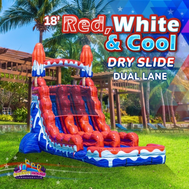 18' Red, White, and Cool Dual Lane Dry Slide