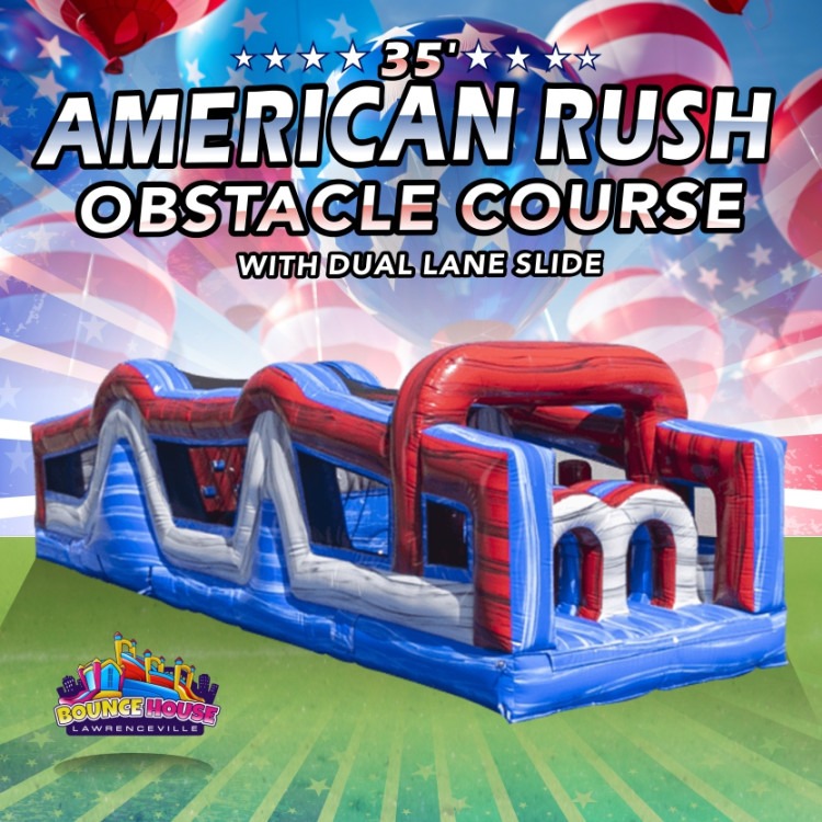 35' American Rush Obstacle Course with Dual Lane Slide